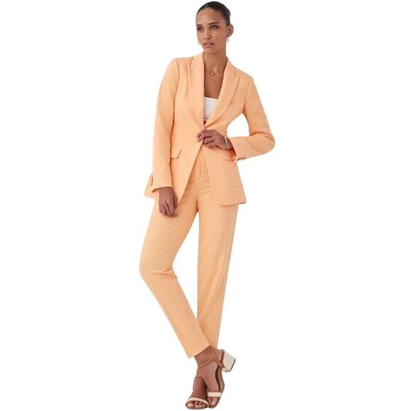 Sz 8 WHBM Fluid PantSuit Blazer + Belted Tapered Ankle Pant RayofLight - Picture 2 of 14